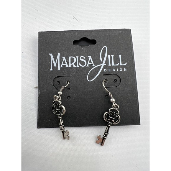 Marisa Jill Design Key Charm Earrings‎ Lead & Nickel Free Silver - Picture 1 of 3